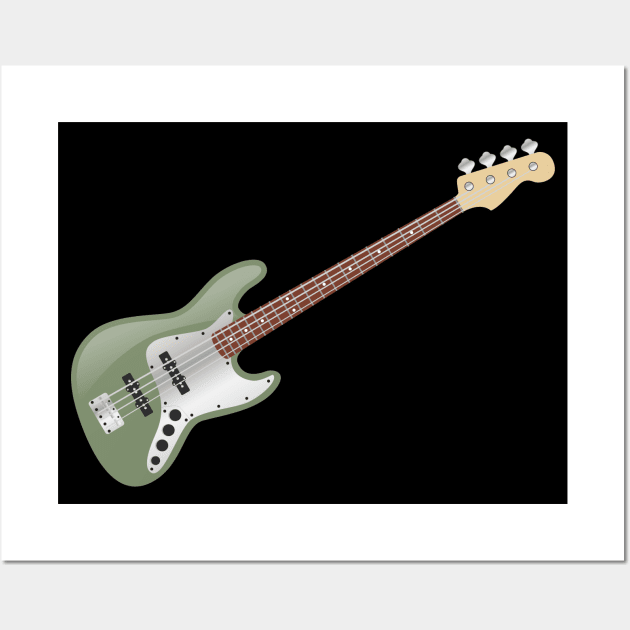 Vintage Avocado Green Electric J-Bass Wall Art by Vector Deluxe